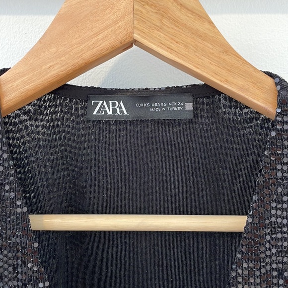 Zara XS black sequin button-down dress. - Picture 4 of 5